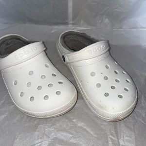 Well worn fuzzy crocs